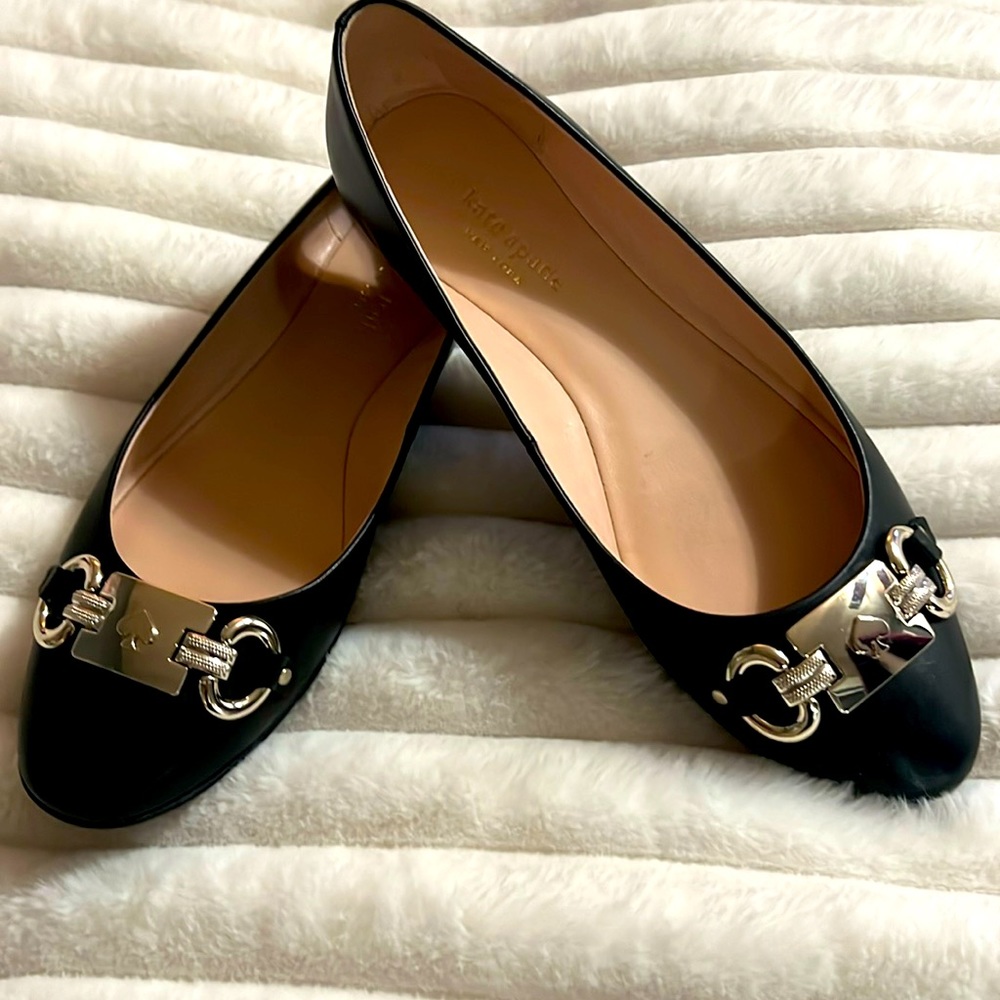 Kate Spade black leather flats